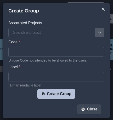 Admin Groups Create