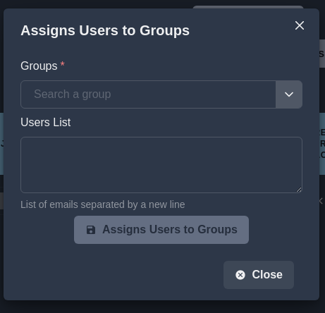 Admins Groups Users Assign